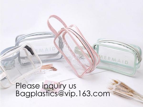 Custom Printing Recycled Soft Pvc Zipper Cosmetic Pouch,Transparent Customer Design PVC Cosmetic Pouch, bagease, bagplas