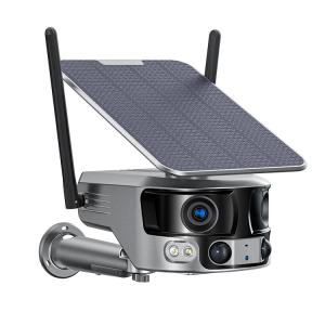 China 4K 4G LTE Cellular 4G Solar Camera Wireless With Solar Panel Dual Lens on sale