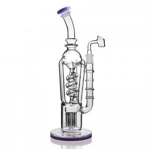 China Freezable Glass Water Bongs Recycler Dab Rigs Big Glass Bongs Water Pipes 12.5 Inch on sale