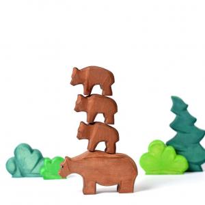 Quality OEM Stackable Small Wooden Animal Figurines Carefully Crafted For Kids for sale