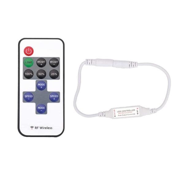 11 Key RF DC Single Color LED Controller Mini Wireless With Plastic Material