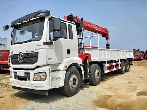 China 375hp Crane Cargo Truck Truck SHCMAN H3000 8x4 Eurov Mobile Crane Truck on sale