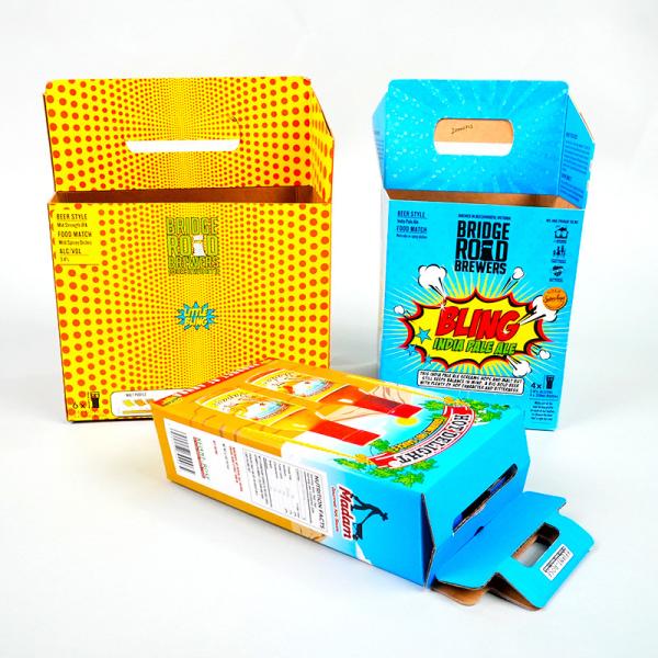 Buy Portable Corrugated Paper Packaging 6 Bottle Beer Box With Custom Printing And Handle at wholesale prices