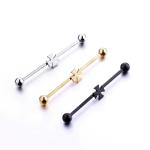 Gold plated piercing clear gems industrial barbell surgical steel