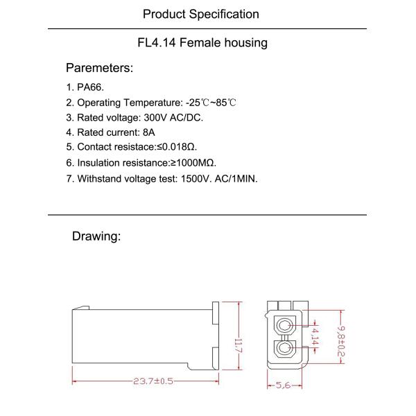FL4.14 plastic housings and terminals