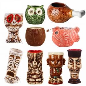 China Creative Ceramic Tiki Mugs Hawaiian Cocktail Mug  Porcelain Beer Wine Mug Drinkware on sale