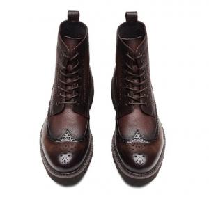 China Fashion Ankle Genuine Warm Leather Boots , Work Shoes For Men Lace Up Closure Type on sale