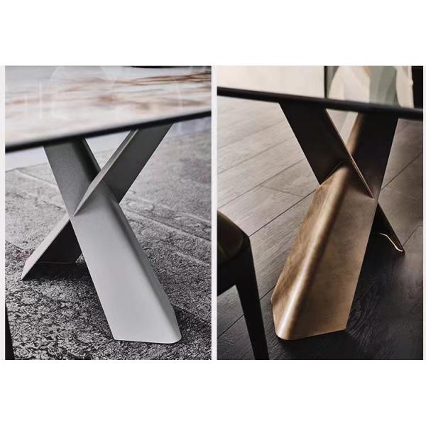 Luxury Dining Table Rectangular Marble Table Stone Table Top With X Legs