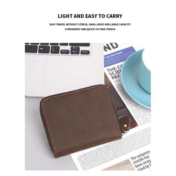 Luxury Design Bifold Leather Wallet with Coin Pocket and Nylon Lining Material