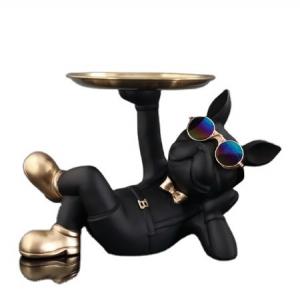 China Factory custom pvc Decor Dog Statue Butler with Tray for Storage Table Live Room French Bulldog Ornaments Decorative on sale