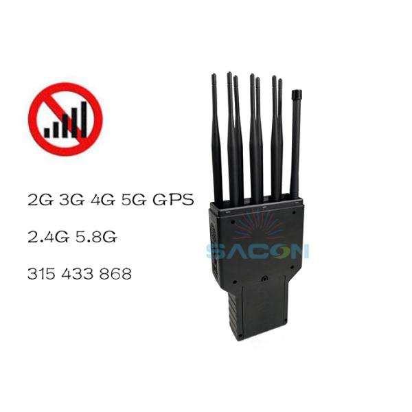 8 Antennas GPS WiFi 2G 3G 4G 16w Cell Phone Signal Interrupter Built In Battery ABS Shell