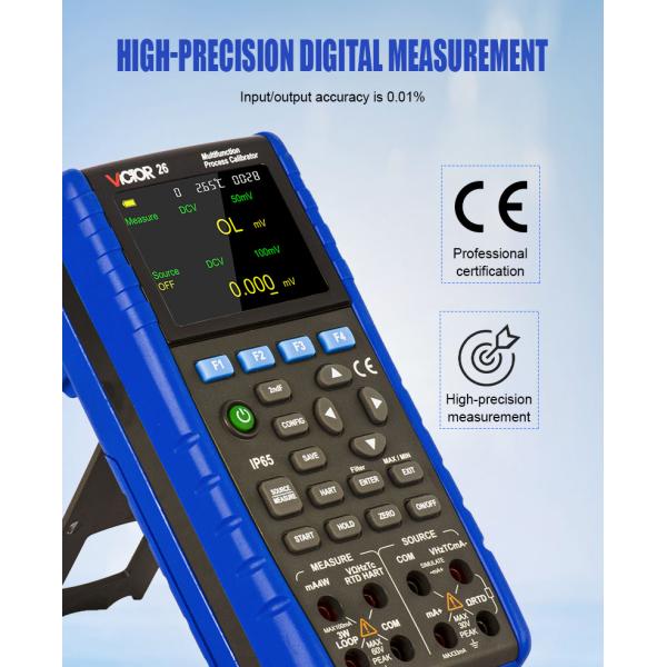 VICTOR 26 Multifunction Process Calibrator Signal Generator With Accuracy Of 0.01% 5 Digits Display 24V loop circuit IP65