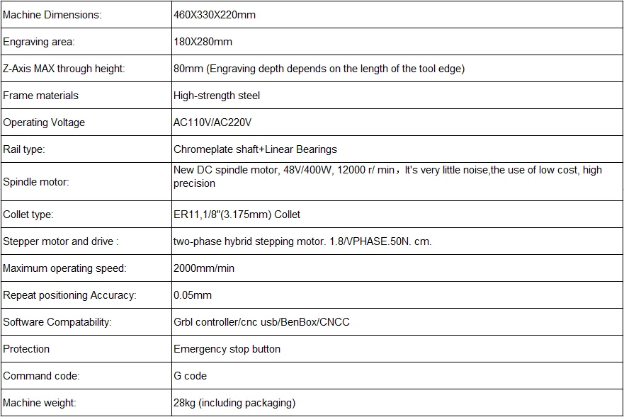 3 Axis 2030 ER11 Desktop CNC Engraving Machine with 400W DC Spindle Motor