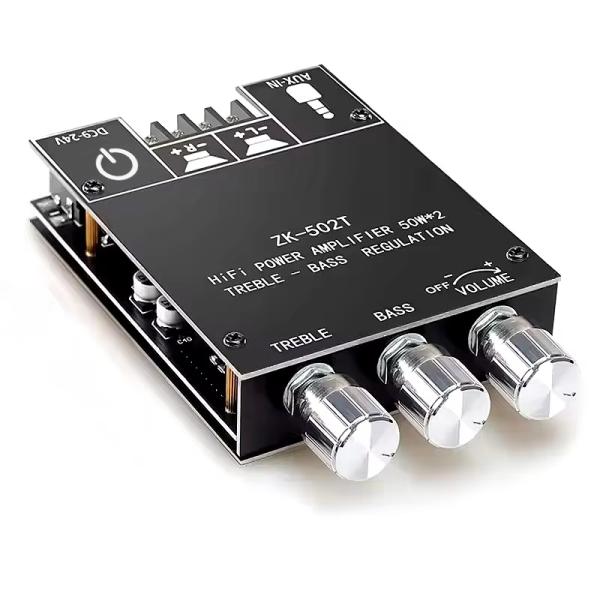 TPA3116D2 Subwoofer Audio Amplifier Module ZK-502T 2-Channel Audio Stereo Board with 2*50W Bass AMP and AUX Communication