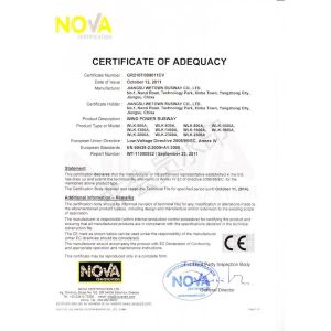 Wetown Electric Group Co.,Ltd. Certifications