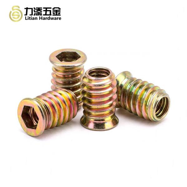 SS304 Wood Insert Lock Nut Hexagon Socket Color Zinc Plated
