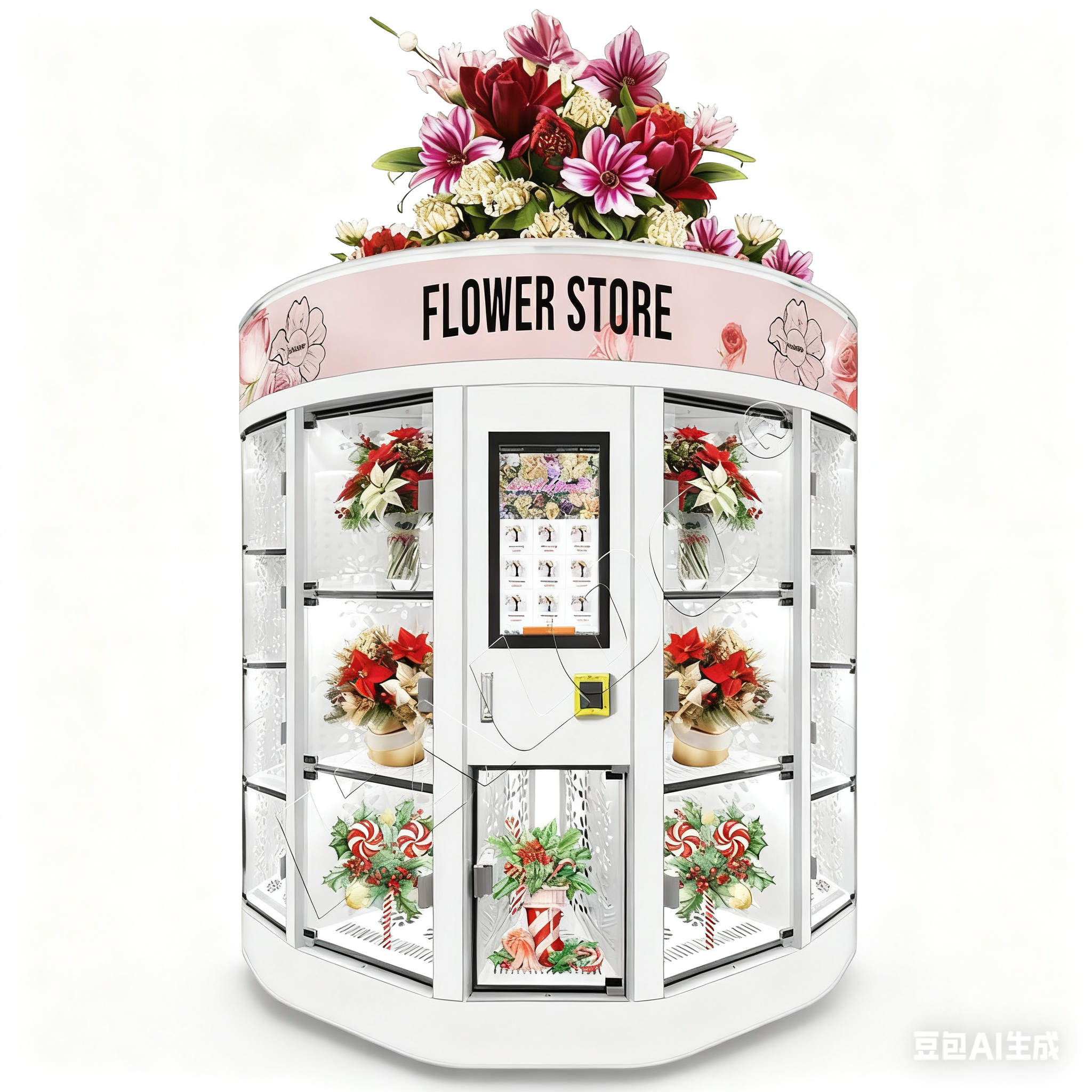China Haloo Fresh Flower Vending Machine White 13 Locker Big Bouquet Hot Selling for Shopping Mall Credit Card Payment System on sale