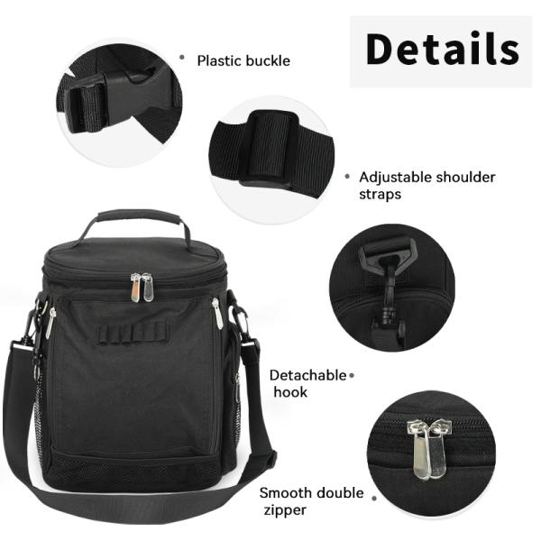 Black Large Capacity Unisex 10 Can Insulated Golf Custom Travel Cooler Bag with shoulder strap