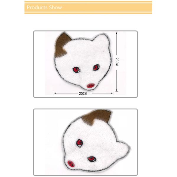 White Fox Custom Chenille Patches Small Animal Handmade Embroidery Technics