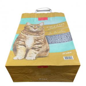 Quality 7 Colours Paper Cat Litter Bags Handle Kraft Paper Packaging Bags Open Mouth for sale