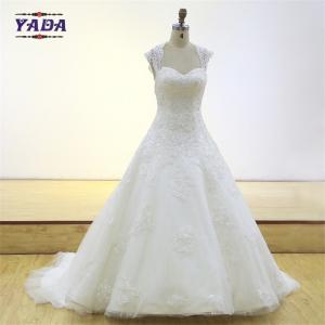 Quality Latest elegant v-neck backless embroidery mullet luxury dress vintage lace wedding gown for sale