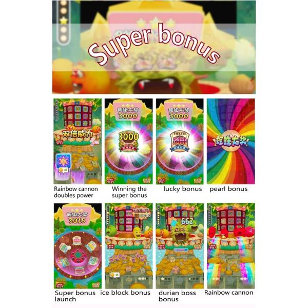 3 Players Redemption Arcade Machines Adjustable Difficulty Happy Fruits Coin Ticket Lottery Dispenser Video Game Machine