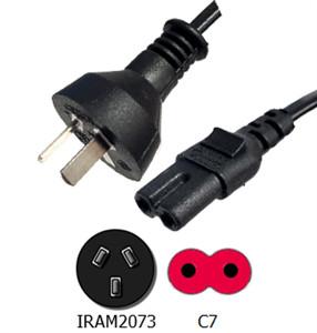 Argentina Appliance Power Cord IRAM 2073 Argentina 2 Pin Plug to IEC C7  Connector