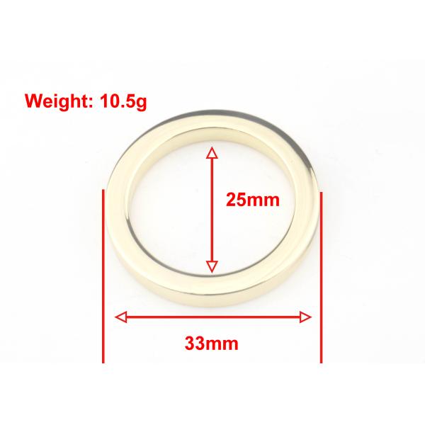 25mm Inner Diameter O Ring Buckle Light Gold Color For Bags & Clothes