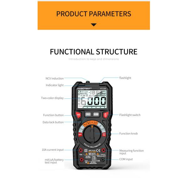 1000V 10A 6000 Counts Handheld Digital Multimeter