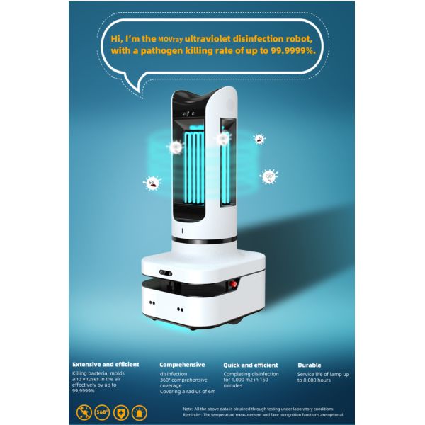 Lithium Battery 30Ah 250r/Min 200W Uv Disinfection Robot