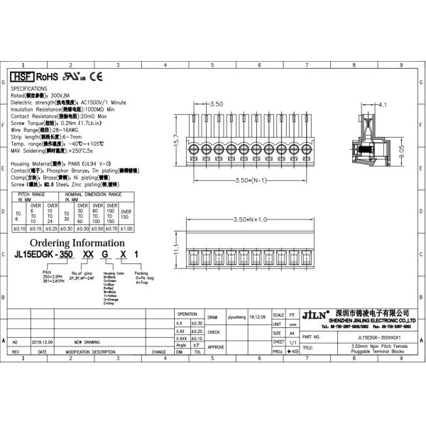 Terminal Block Connectors Right Angle DIP Type 2Pin-12Pin 3.5mm 3.81mm Npin Female Pluggable Terminal Blocks
