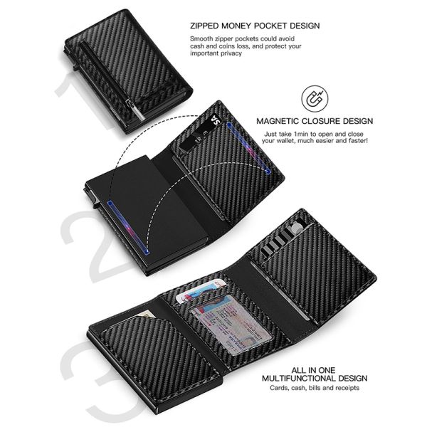 Animal Prints Mens RFID Aluminum Card Holder with Side Push Button and Pop Up Function