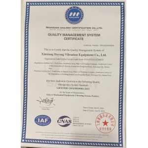 Xinxiang Dayong Vibration Equipment Co., Ltd. Certifications