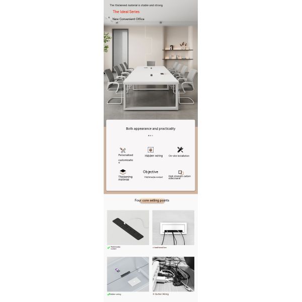 Customizable White Conference Table Simple Long Table for Multi Negotiation in Office