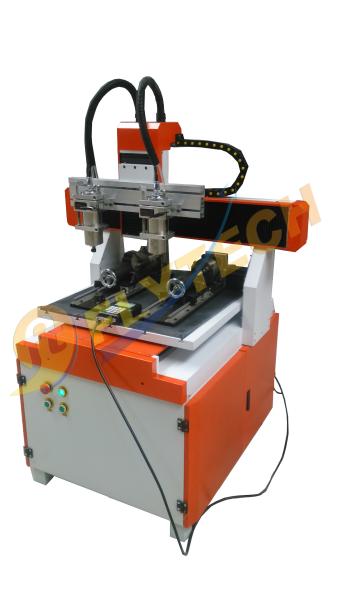 Buy New arrival small 4 axis CNC Router machine with double head double rotary axis at wholesale prices