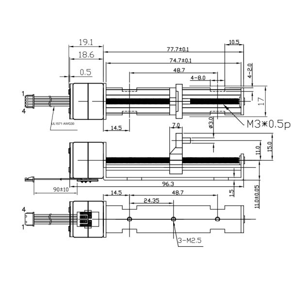 SM20-63L 2 Phase 18 Degree Step Angle Heavy 63mm Stroke Linear Actuator Stepper Motor