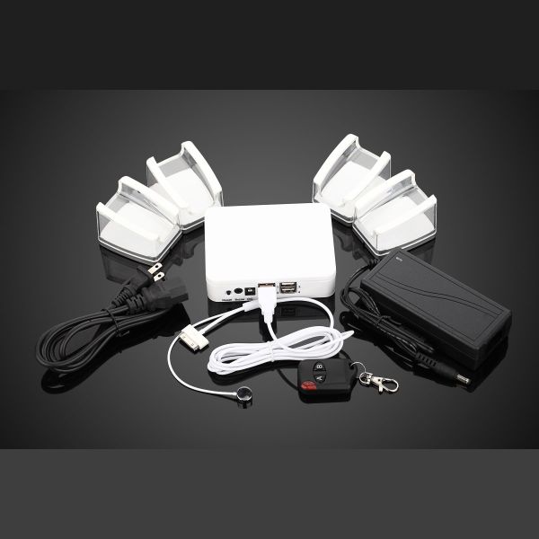 COMER Retail display white security alarm anti theft holder With 4 Ports alarm system