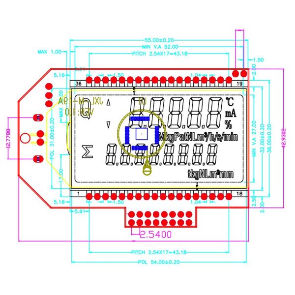Customize Transmissive HTN FSTN VOP5.0V HT1621 Segment LCD Module