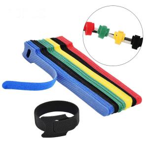 Quality Colorful self locking reusable T shape cable tie back to back Hook And Loop cable tie Household Application for sale