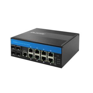 OLYCOM Managed Switch Poe Giabit Ethernet 8 Port RJ45 with POE+ 4 Port SFP Din Rail IP40 Vlan QoS STP/RSTP for Outdoor