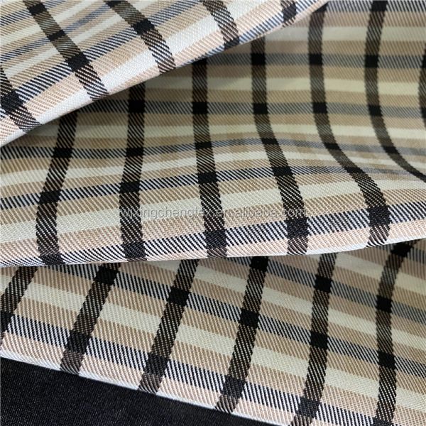 Style TWILL 190gsm Polyester Cation Check Woolen Like Tweed Fabric for Suits Jacket Outfit
