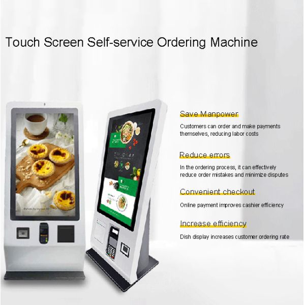 27in Self Ordering Kiosk Food Ordering Kiosk Machine With Voice Assistance