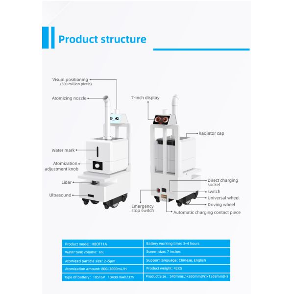 Spray Disinfecting Robot Multi-Point Disinfection Autonomous Navigation OEM