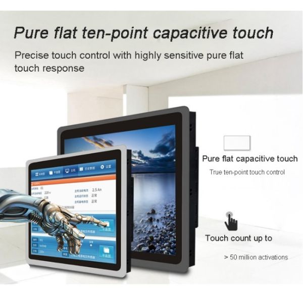 21.5 Inch Outdoor Waterproof Pure Flat Capacitive Touch Screen Monitor 1000nits Sunlight Display USB DVI Interface New Product
