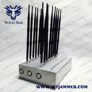 China 18 antennas Cell Phone Signal Jammer Wifi 2.4g/5.2g/5.8g GPS UHF VHF 315/433MHz Signal Jammer with  Cooling System on sale