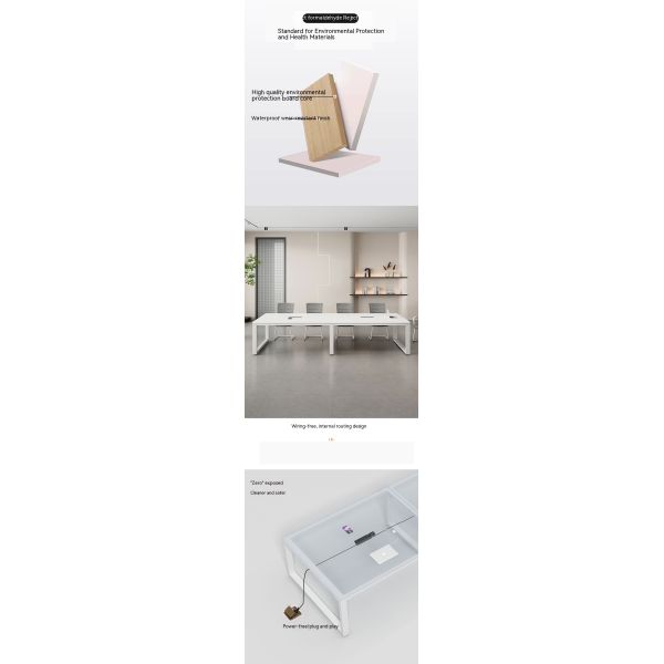 Customizable White Conference Table Simple Long Table for Multi Negotiation in Office