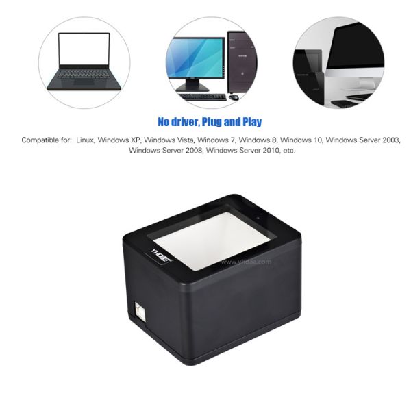 1D Qr Code Scanner Desktop Hands Free YHD-9800D Wired 2D Barcode Scanner