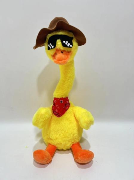 Buy Recording Repeating Dancing Singing Yellow Duck Plush Toy with Hat at wholesale prices