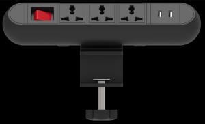 Desk Multifunction switch universal power outlet / clamp desk power socket with USB charging for office desk/table
