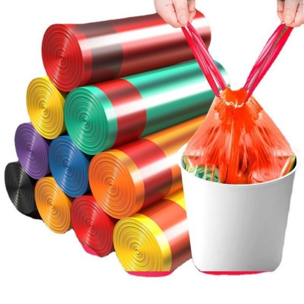 Buy HDPE Custom Logo Printing Garbage Bags With Drawstring For Interleaved at wholesale prices